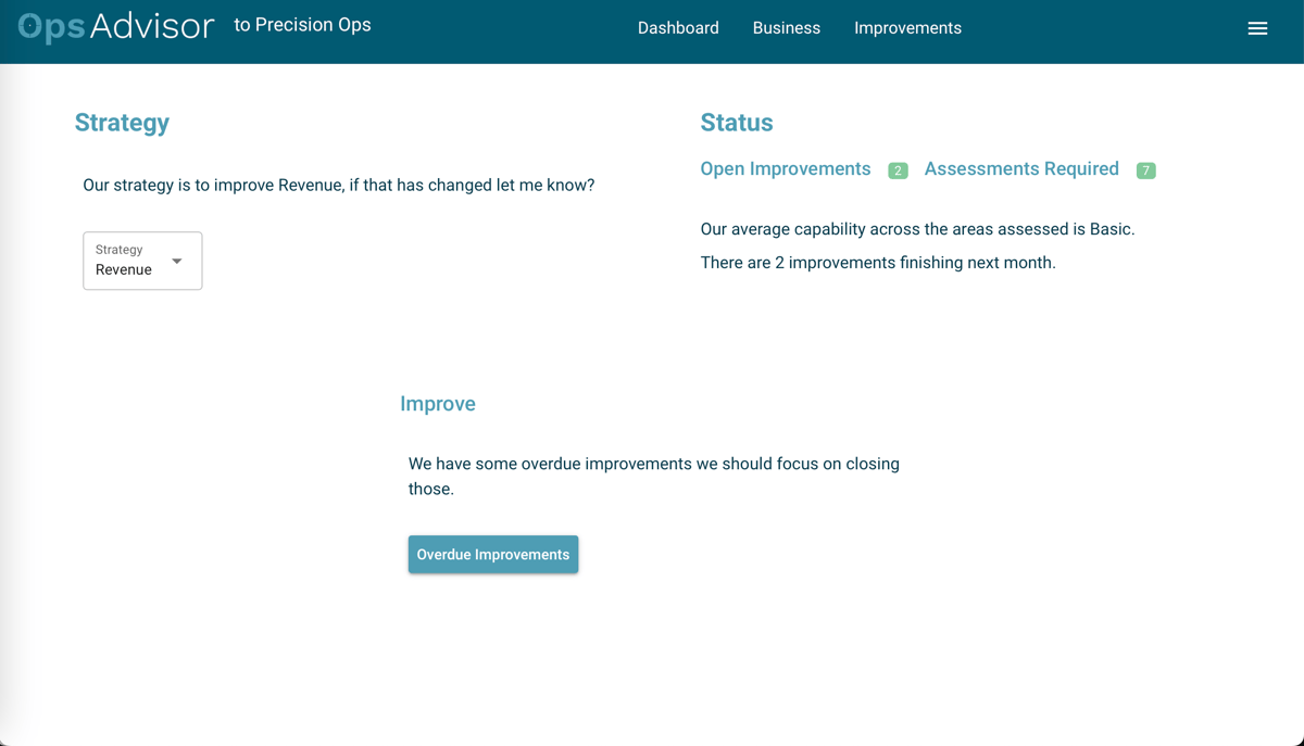 OpsAdvisor dashboard gives you clarity on your next step for continuous improvement